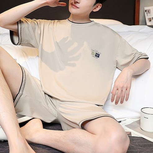 보나라온 남성용 모달 반팔 반바지 루즈핏 잠옷 세트