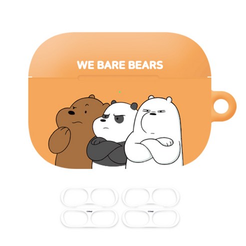 위베어베어스 에어팟 프로 프렌즈 하드 케이스 + 철가루 방지 스티커 2p 세트, 분노 프렌즈