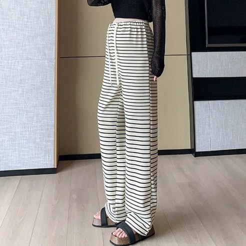 언헤브 조임끈 스트라이프 임부 팬츠