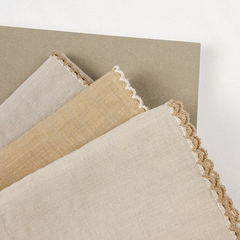 손수건 추천 상품마리엔느 솔리드 핀코트 쁘띠레이스 베이지계열 손수건 스카프 2종 세트 제품 사진