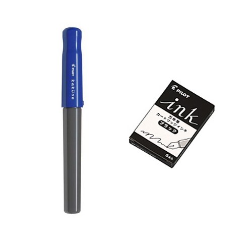 파이롯트 카쿠노 만년필 + 카트리지 5p 세트, F, L(만년필), 블랙(카트리지)