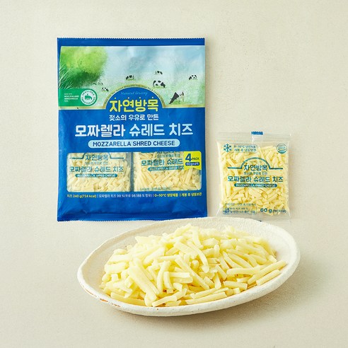 [로켓프레시] 킹스코 자연방목 젖소의 우유로 만든 모짜렐라 슈레드 치즈, 60g, 1개, 4개입