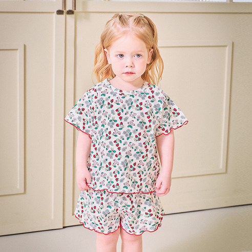 몰리멜리 여아용 통기성 썸머 블라썸 상하의 세트