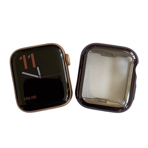 지구촌마트 애플워치 풀커버 TPU 케이스 44mm, 블랙