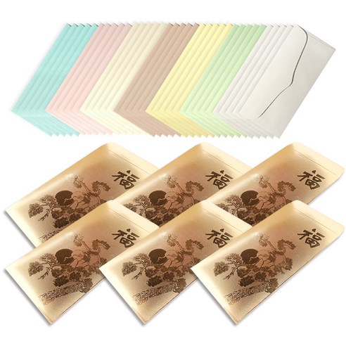 러블리파스텔 용돈 봉투 7종 x 5p + 골드 용돈 봉투 6p 세트, 화조도, 1세트
