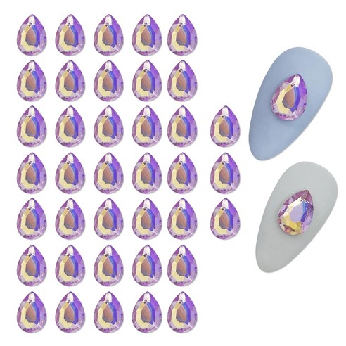 메이브라운 대용량 물방울스톤 네일파츠 7x10mm 40p, 오로라핑크, 1개