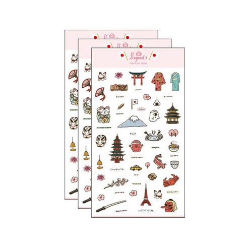 쁘띠팬시 여행 시리즈 디자인 스티커 PD8, 일본(PD850), 3개
