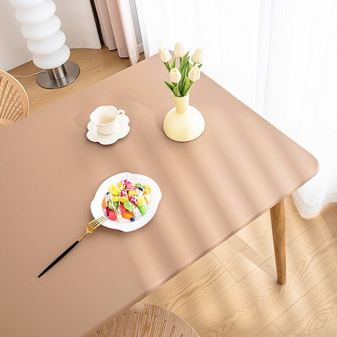 보나라온 방수 식탁 테이블 가죽 커버, 02 라이트 커피, 70x120 cm
