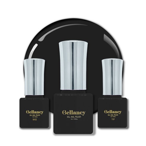 벨랑시 원스텝 젤네일 5ml + 젤네일 베이스 5ml + 젤네일 탑 5ml 세트, SN 01 글래시 블랙(젤네일), 1세트