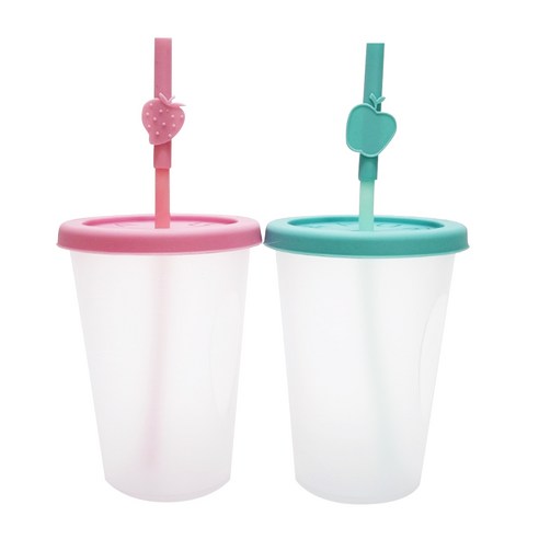 아가프라 심쿵 빨대컵 S A타입 2종 세트 400ml, 1세트, 민트, 핑크