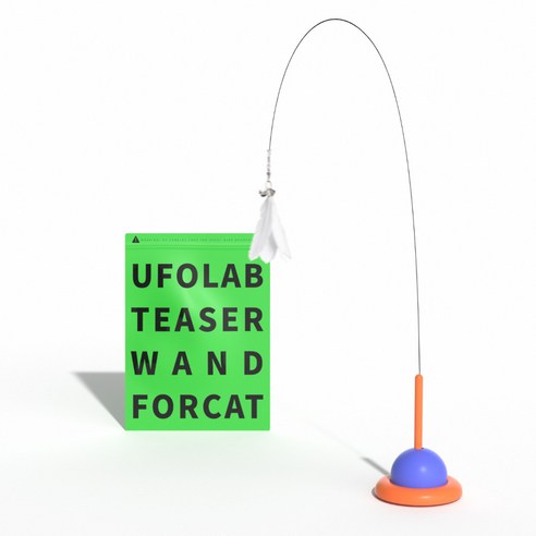 가또나인 고양이 UFO 깃털 낚시대 장난감, 오렌지 + 블루, 1개