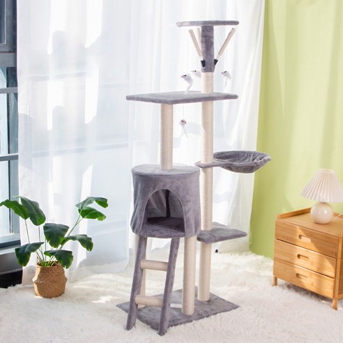 데이소이 고양이 튼튼하고 부드러운 대형 캣타워, 딥그레이, 1개