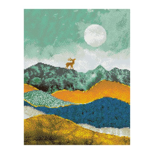 아이러브페인팅 DIY 보석십자수 캔버스형 풍경 40 x 50 cm, 행복을 부르는 사슴, 1개