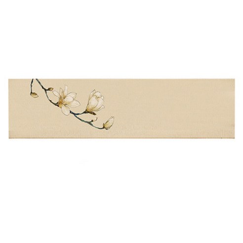 마켓에이 오리엔탈 플라워 일러스트 테이블러너, 옐로우, 190 x 32 cm