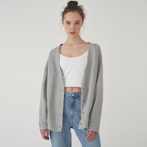 레이디볼륨 여성용 OVERFIT COVER STITCH CARDIGAN