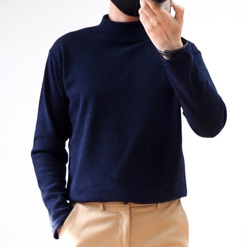 엘엑스티 남성용 따스한 기모 반폴라 니트 티셔츠