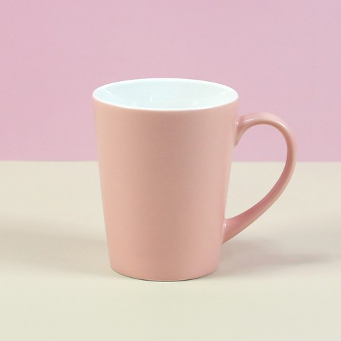 해피정 브이 머그컵 350ml 무광, 핑크, 1개