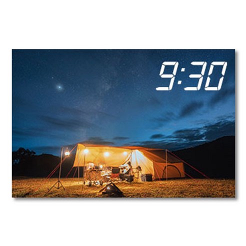홈마인 LED 캔버스 프린팅 액자 시계 캠핑, 600-HM-CAMPING-08