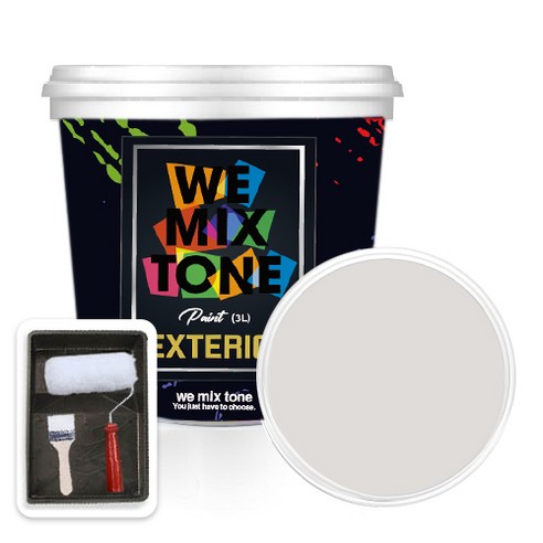 WEMIXTONE 외부용 EXTERIOR 페인트 3L + 붓 + 로울러 + 트레이 세트, WMT0041P01(페인트), 1개