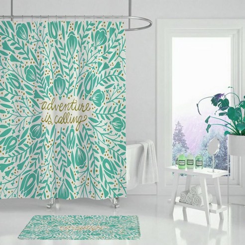 플로즈 식물 꽃 디자인 욕실 샤워 커튼 A03 180 x 150 cm, 1개