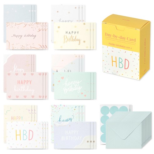 모노라이크 데이바이데이 카드, Happy birthday ver.2, 1개