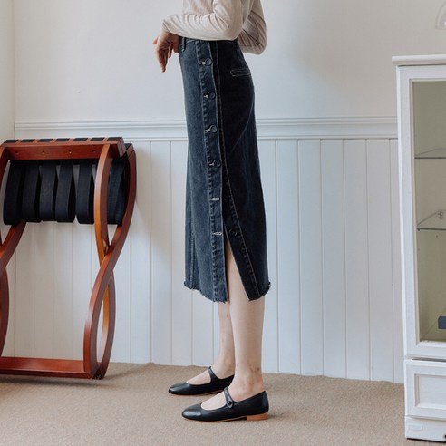 엽페 WRAP DENIM 롱 스커트