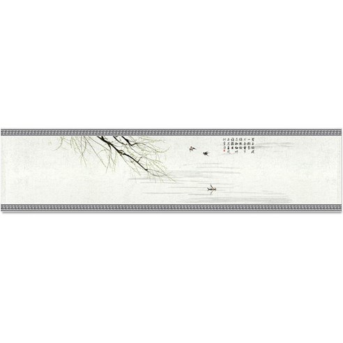BNP 전통 민화 린넨 방수 테이블러너, 06 스타일 6, 30 x 100 cm