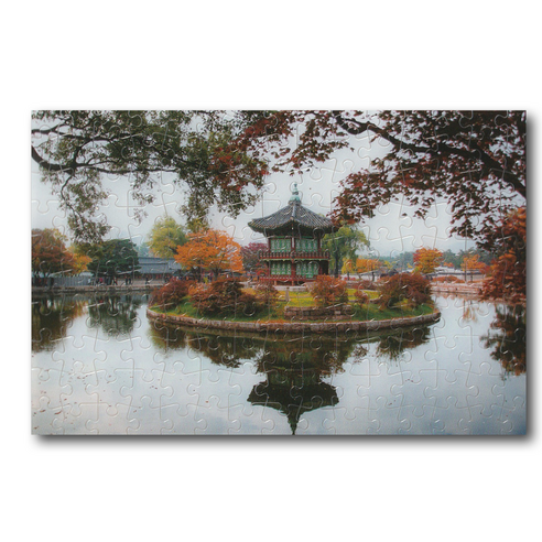 크리스탈 초미니 투명 플라스틱 직소퍼즐, 호수와 정자, 150피스, 1개