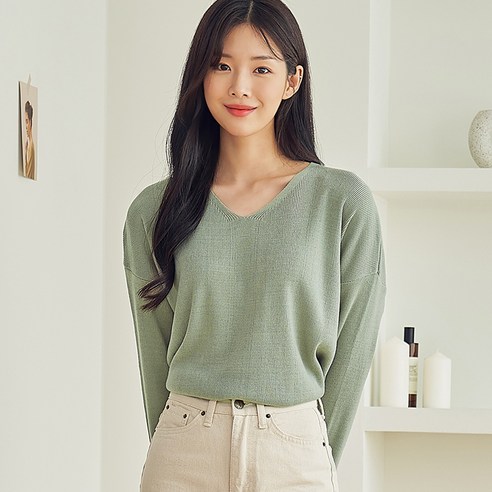 반에이크 여성용 시즈 브이넥 니트