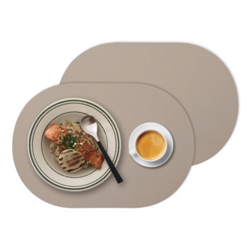 디아르 플래티넘 실리콘 방수 플레인 식탁매트, 샌드베이지, 43 x 29.5 cm, 2개