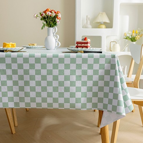 모네타 체크포인트 사각 테이블 식탁보, 라이트그린, 90 x 140 cm