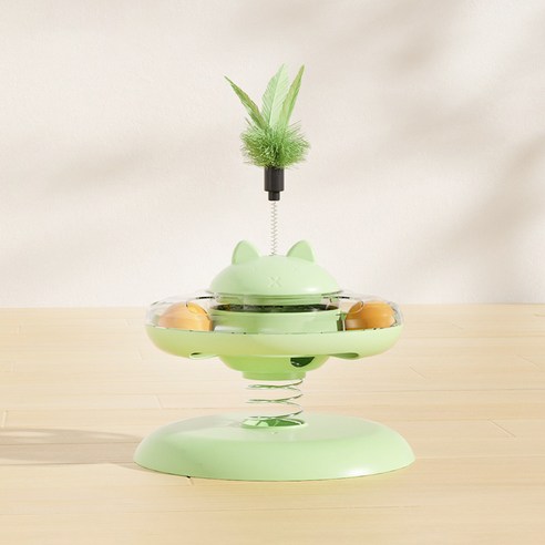 파스텔펫 반려동물 스프링 턴테이블 장난감 21 x 17 cm, 그린, 1개