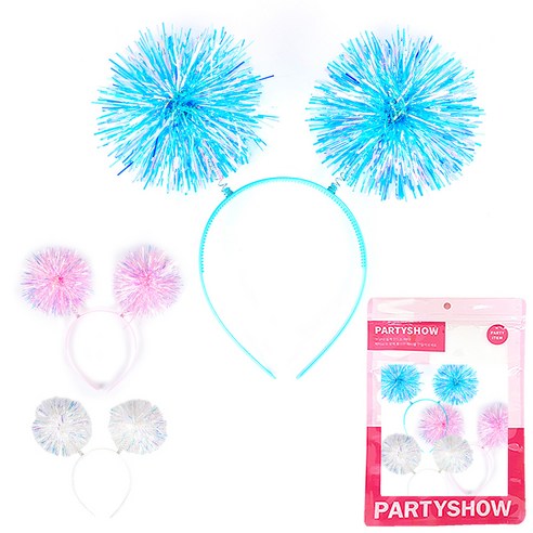 파티쇼 트윙클 방울 머리띠 3p 세트, 1세트, 화이트, 핑크, 블루