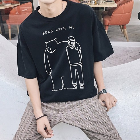 문컬렉션 5부 오버핏 베어위드미 반팔 티셔츠