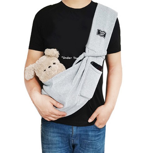 수정펫 반려동물 더 편안한 소프트 슬링백 BF309, 그레이, 1개