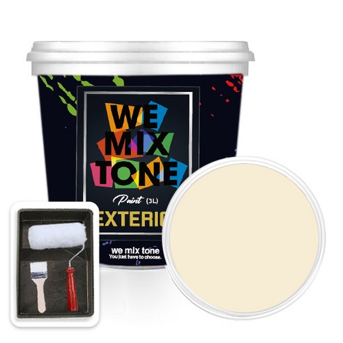 WEMIXTONE 외부용 EXTERIOR 페인트 3L + 붓 + 로울러 + 트레이 세트, WMT0173P01(페인트)