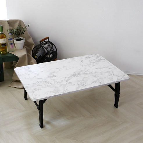 LPM 오브제 쌍다리 심플 접이식테이블 900 x 600 mm, 바앙코까라라