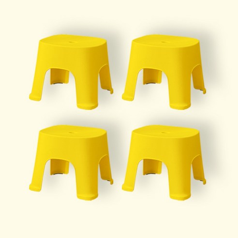 PDS홈 가정용 플라스틱 다용도 작은 보조 간이 의자 S 4p, 옐로우