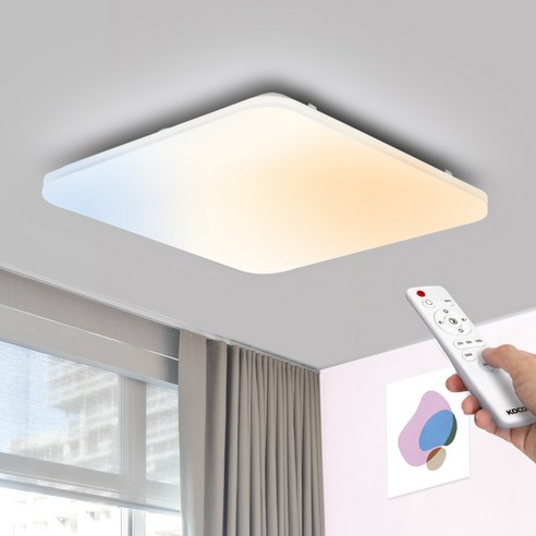 코콤 티나 리모콘 사각 LED 55W 밝기조절 색상변환 방등, 주광 + 주백 + 전구