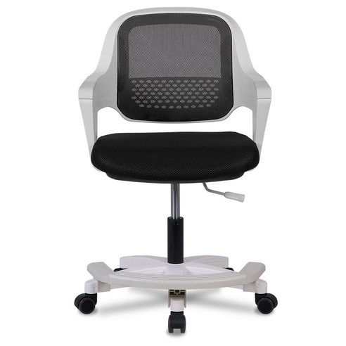 체어클럽 쿠보 발받침형 메쉬 의자, 화이트(바디) + 블랙