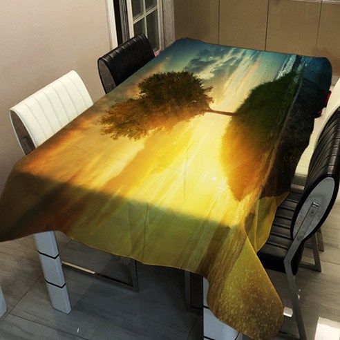 알럽홈 랜드 스케이프 프린팅 스퀘어 홈 테이블 커버, TYPE5, 140 x 140 cm