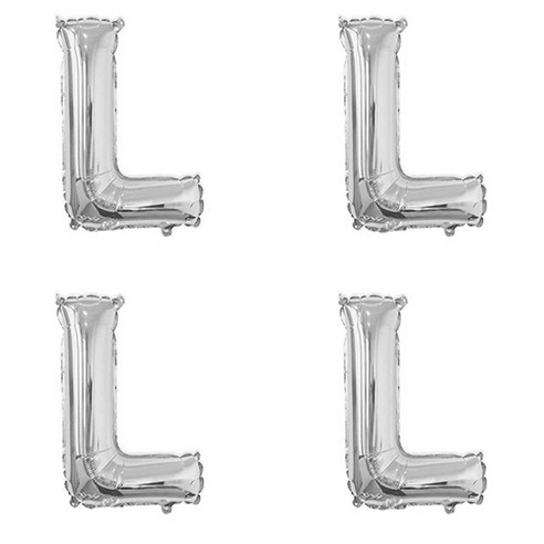 알파벳 L 은박 풍선 대, 실버, 4개