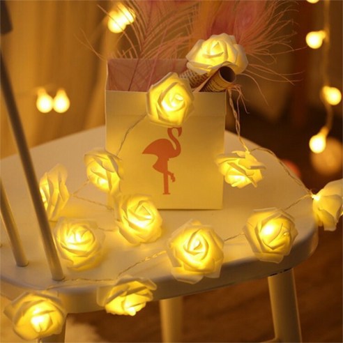 쿼르디 LED 장미 줄 전구 5cm 깜박임 6m 40구, 웜 화이트