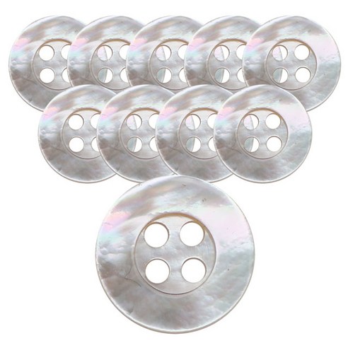 동대문단추왕 고급 리얼 자개 로고테 단추 11.5mm, 백진주(WT), 10개