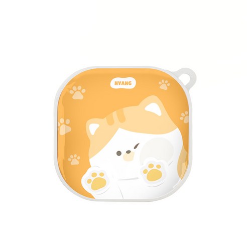 나인어클락 냥이 젤리 갤럭시 버즈 라이브 /버즈2 케이스, 치즈냥 화이트