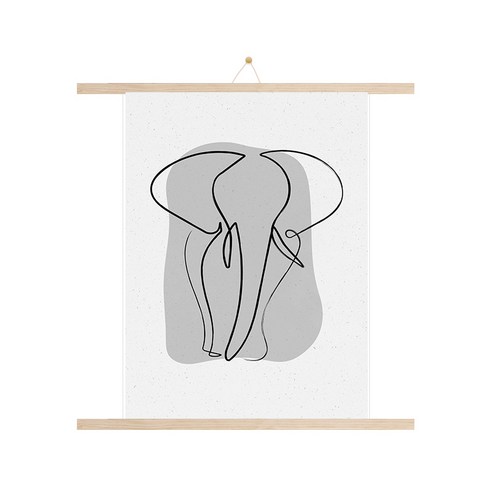 인테리어 포스터 그림 코끼리D + 우드 족자, 베이지우드