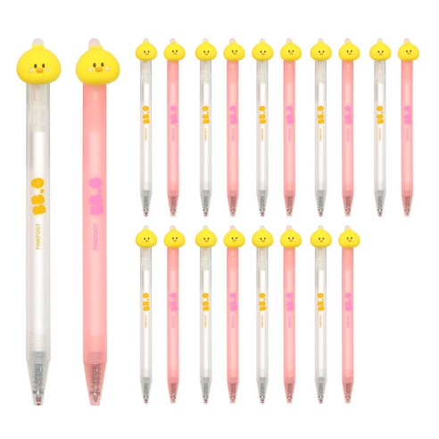 핑크풋 1000 삐오 지워지는 중성펜 0.5mm 2종 x 10p 세트, 화이트, 핑크, 1세트