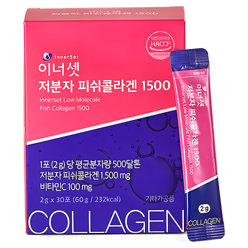 이너셋 저분자 피쉬콜라겐 1500 30p, 60g, 3박스