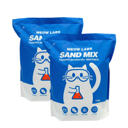 미우랩스 샌드믹스 고양이 벤토나이트 카사바 모래, 1개, 4.5kg