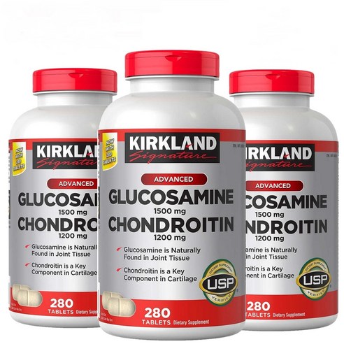 커클랜드 [3개 SET] 클리니컬 스트랭스 글루코사민 콘드로이틴 220정 Kirkland Clinical Strength Glucosamine Chondroitin 220tabs, 280정, 3개